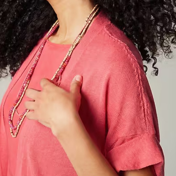 J.Jill Open front Linen blend pink Cardigan size L - Picture 2 of 10